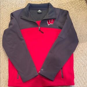 Colosseum Wisconsin Red and Gray Quarter-Zip Pullover